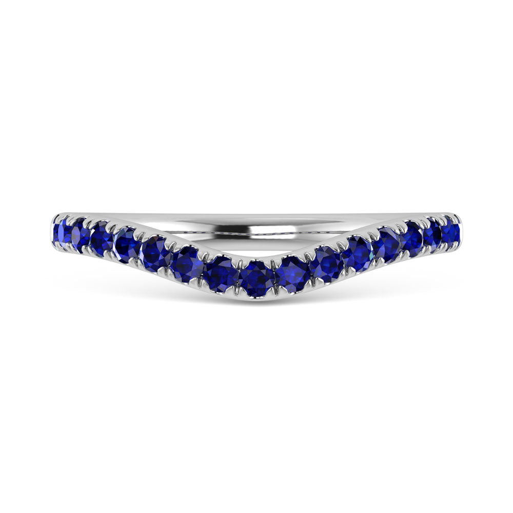 14K White Gold 1/3 Ct.Tw. Blue Sapphire Curve Band