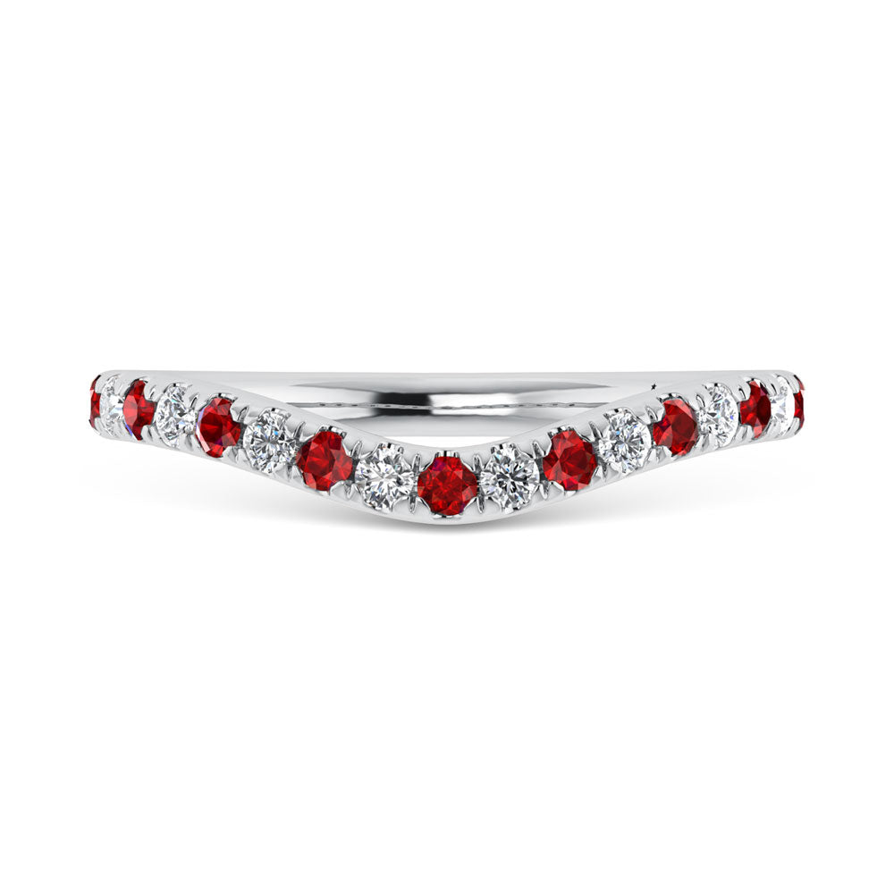 14K White Gold Ruby and Diamond 1/3 Ct.Tw. Curve Band