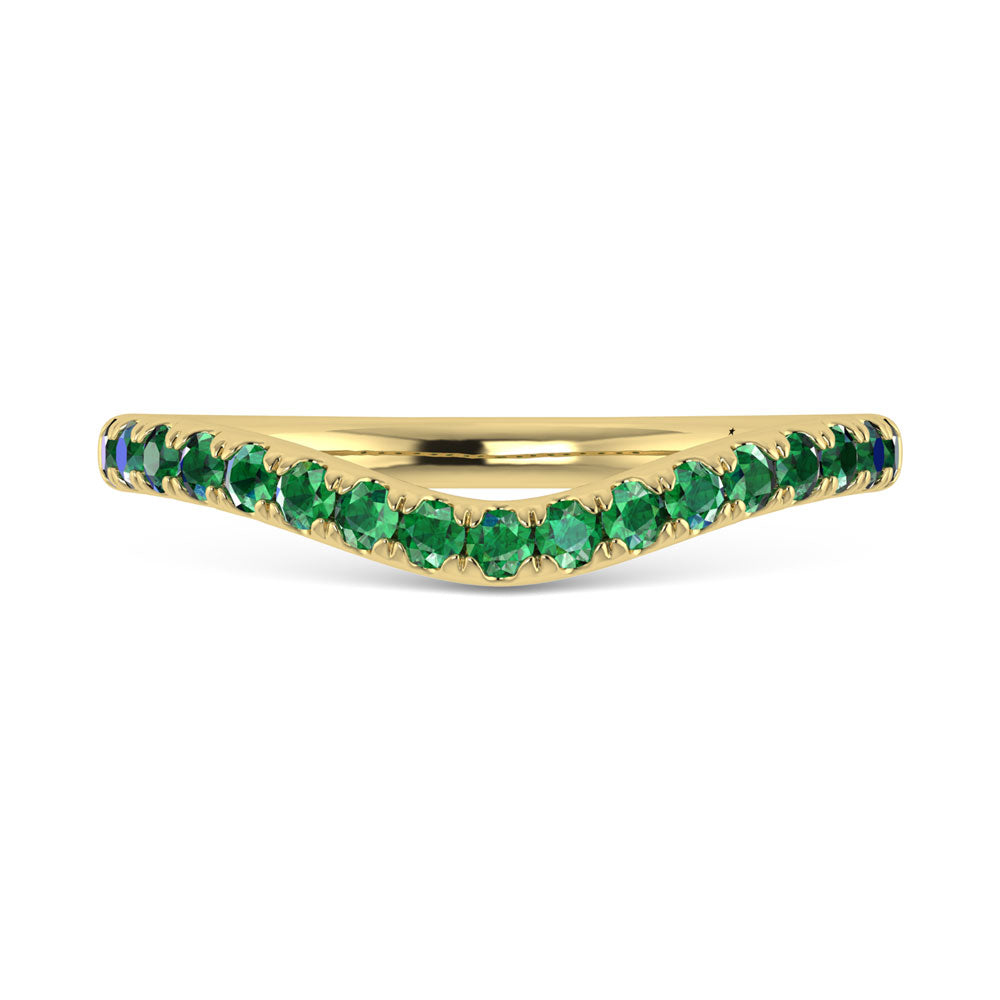 14K Yellow Gold Emerald 1/3 Ct.Tw. Curve Band