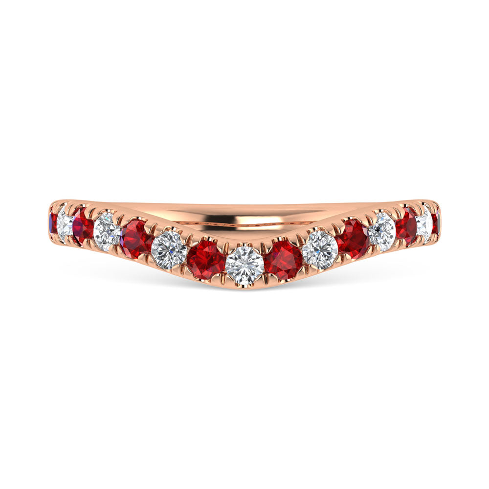 14K Rose Gold Ruby and Diamond 5/8 Ct.Tw.  Ruby Curve Band