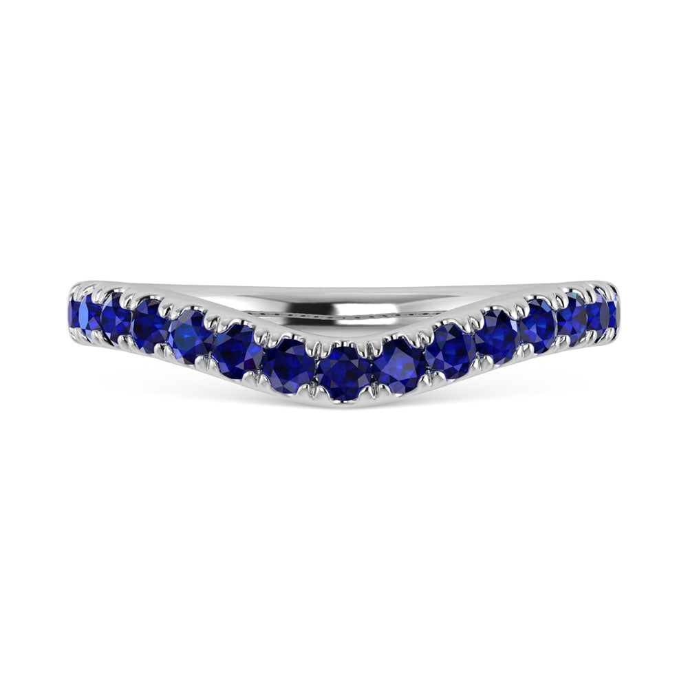 14K White Gold 5/8 Ct.Tw. Blue Sapphire Curve Band