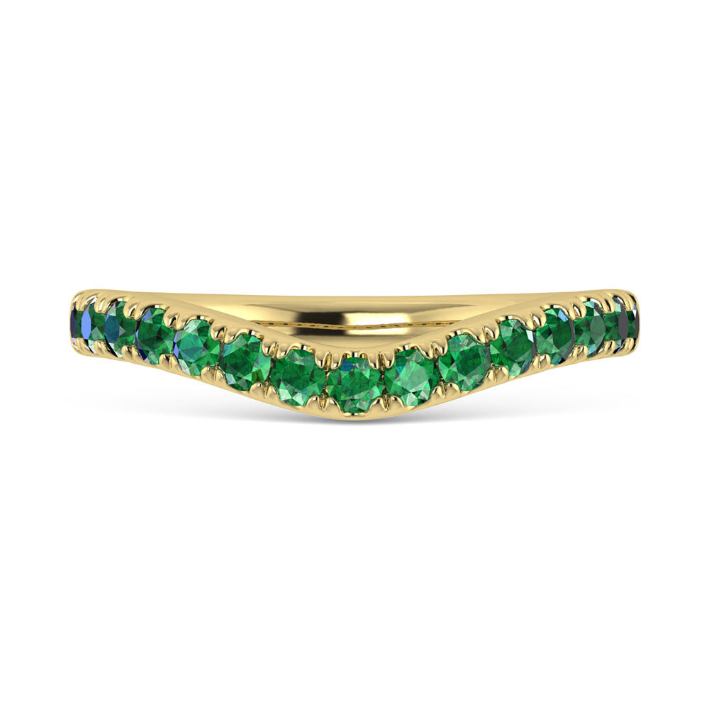 14K Yellow Gold Emerald 3/8 Ct.Tw. Curve Band