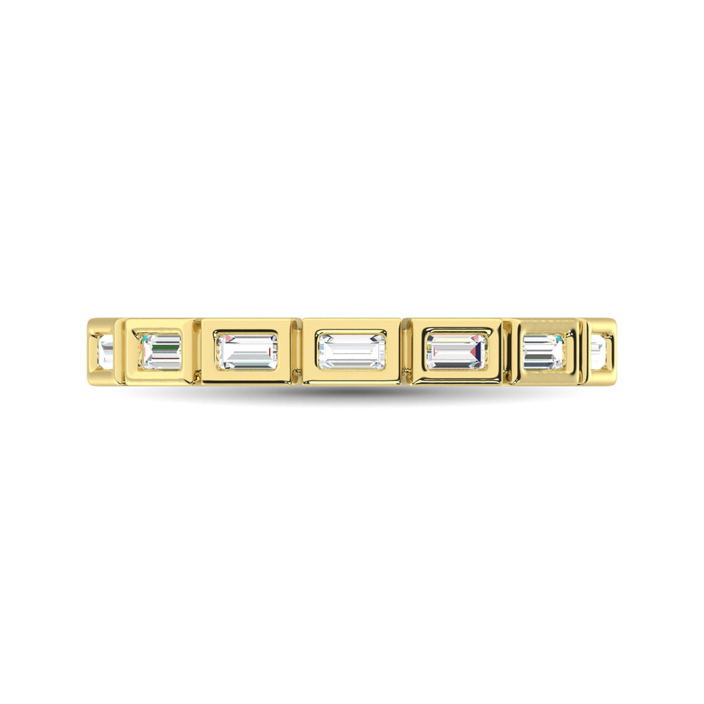 14K Yellow Gold 1/4 Ct.Tw. Diamond Straight Baguette Stackable Band