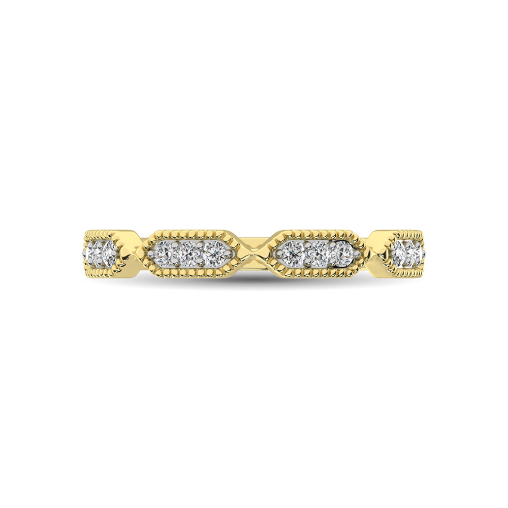 Beaded Style Band set with 1/6 Ctw Diamond in 14K Yellow Gold