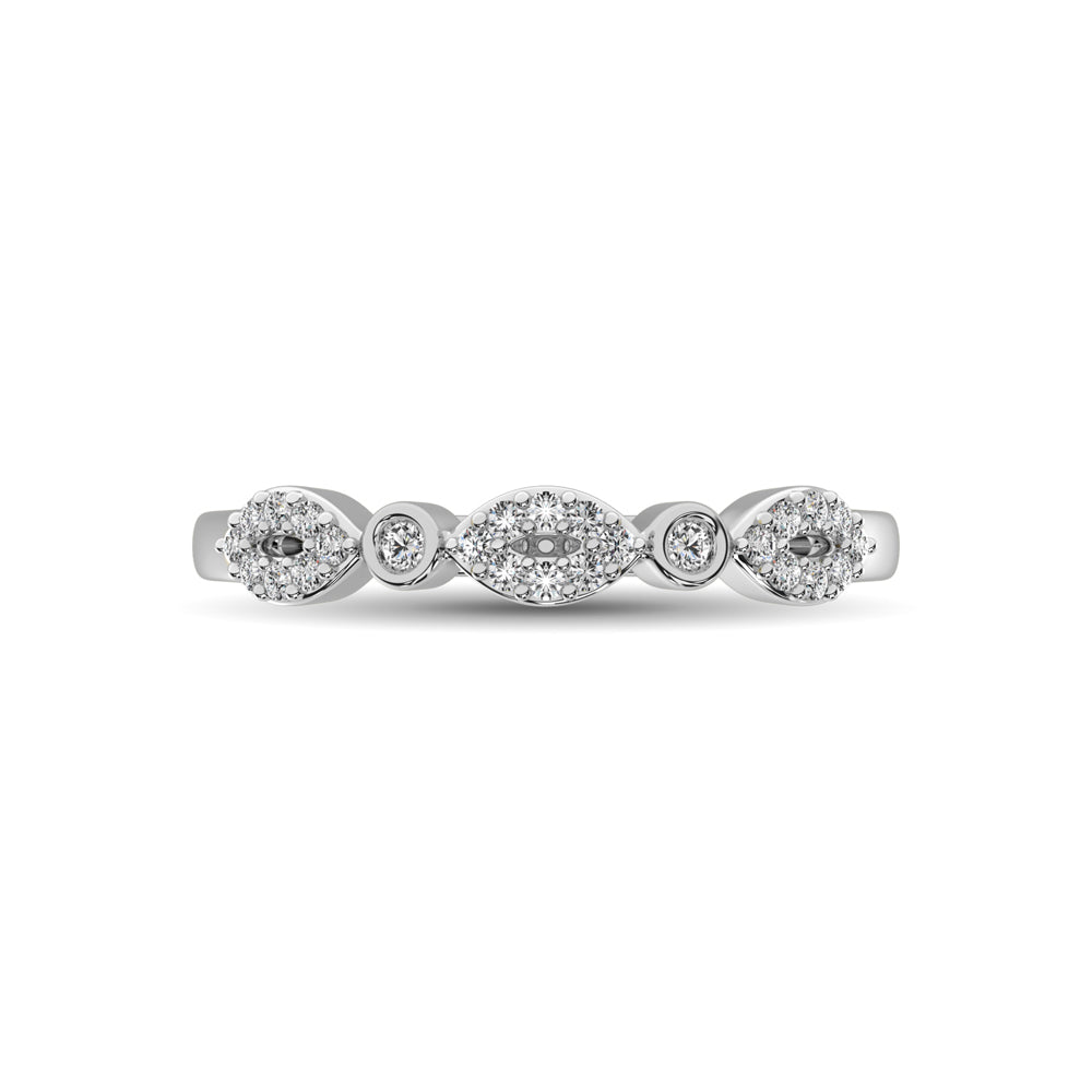 Round and Marquise Shape 1/6 Ct.tw Diamond Stackable Band