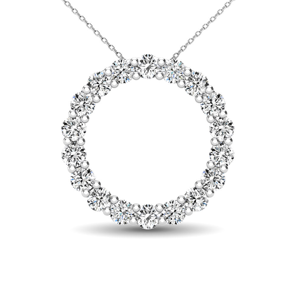 14K White Gold 2/5 Ct.Tw. Diamond Circle Pendant