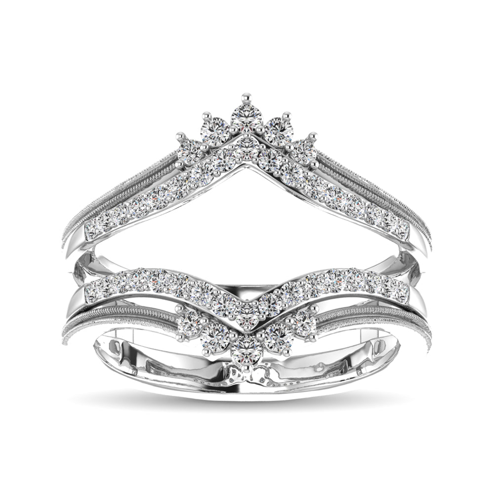 14K White Gold 1/2 Ct.Tw. Diamond Guard Ring