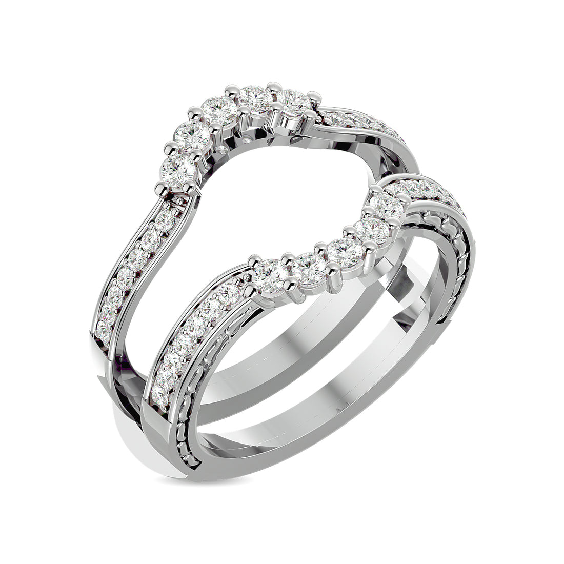 Diamond 1/2 ct tw Round Cut Guard Ring  in 14K White Gold