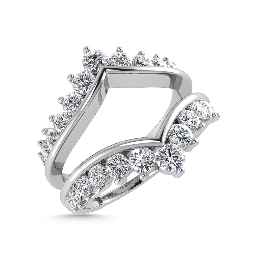 Diamond 1 ct tw Round Cut Guard Ring  in 14K White Gold