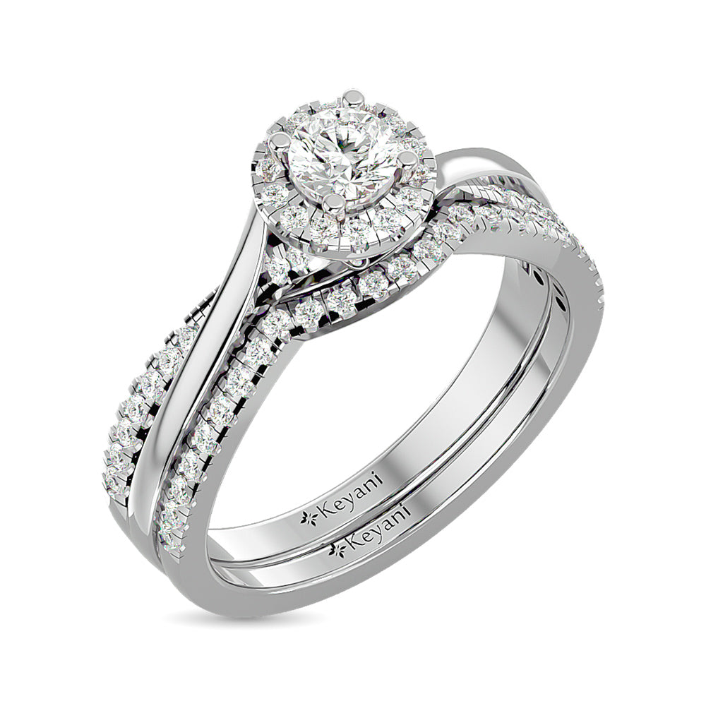 Diamond 5/8 Ct.Tw. Round Cut Bridal Ring in 14K White Gold