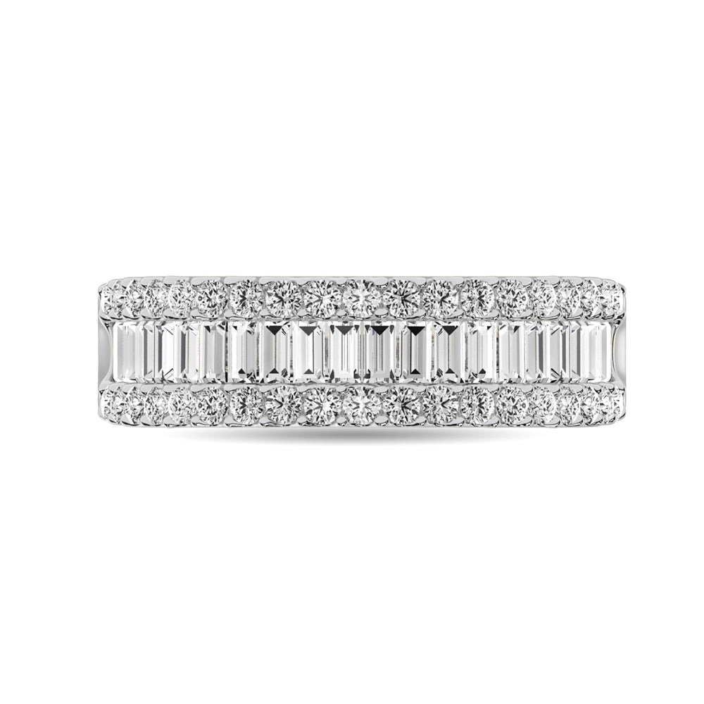 Diamond 1 Ct.Tw. Round and Baguette Fashion Band in 14K White Gold