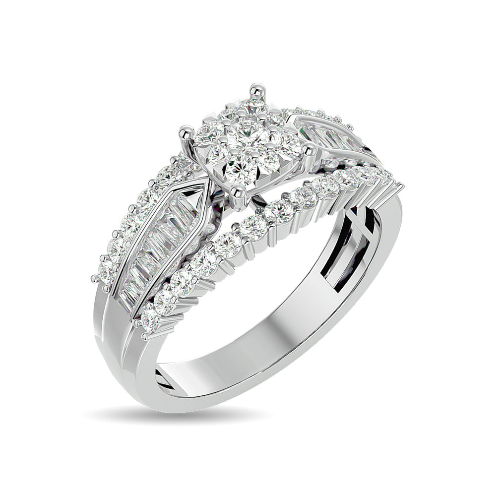 Diamond 1 ct tw Round Cut and Tapper Fashion Ring in 10K White Gold