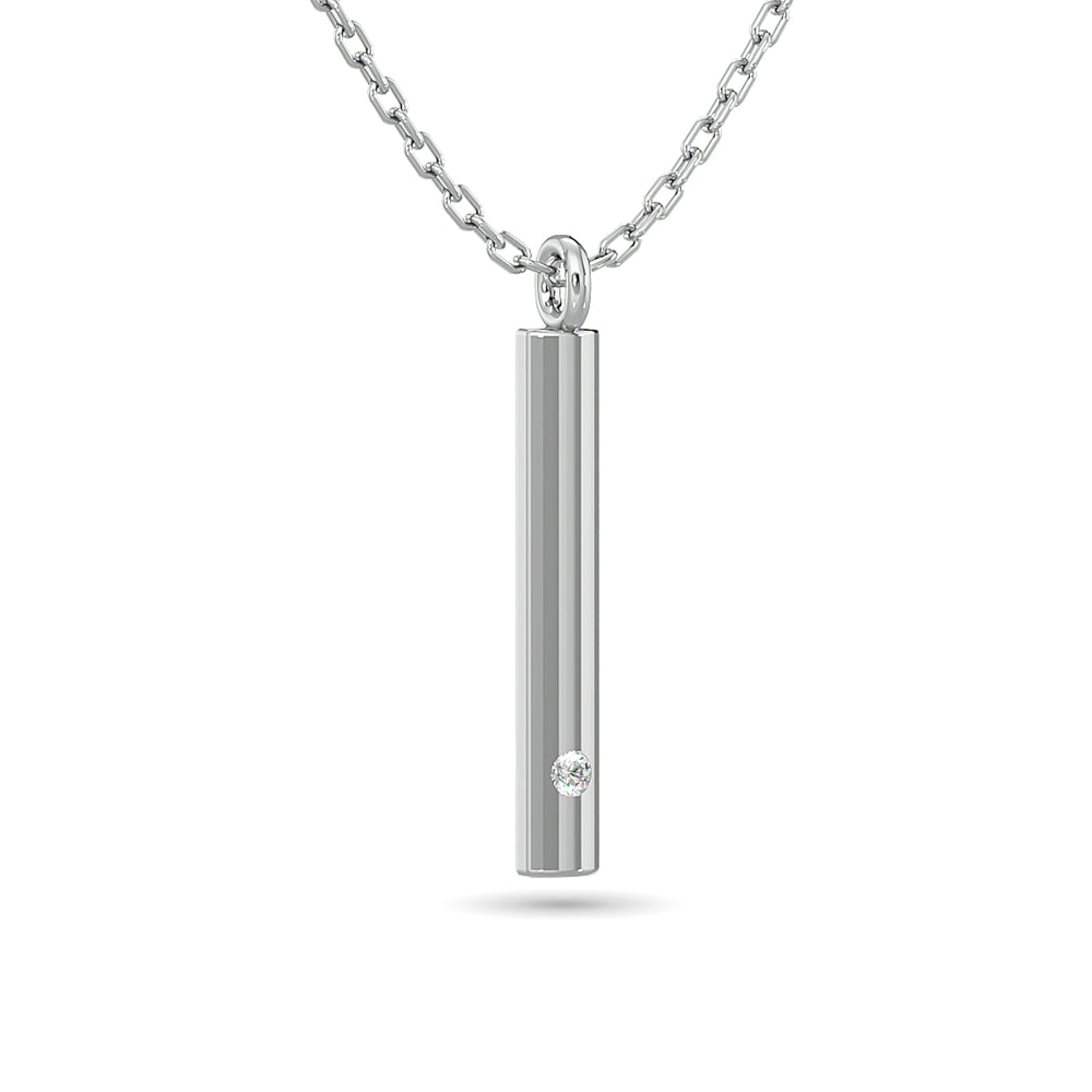 Diamond Bar Pendant 1/50 ct tw in 10K White Gold