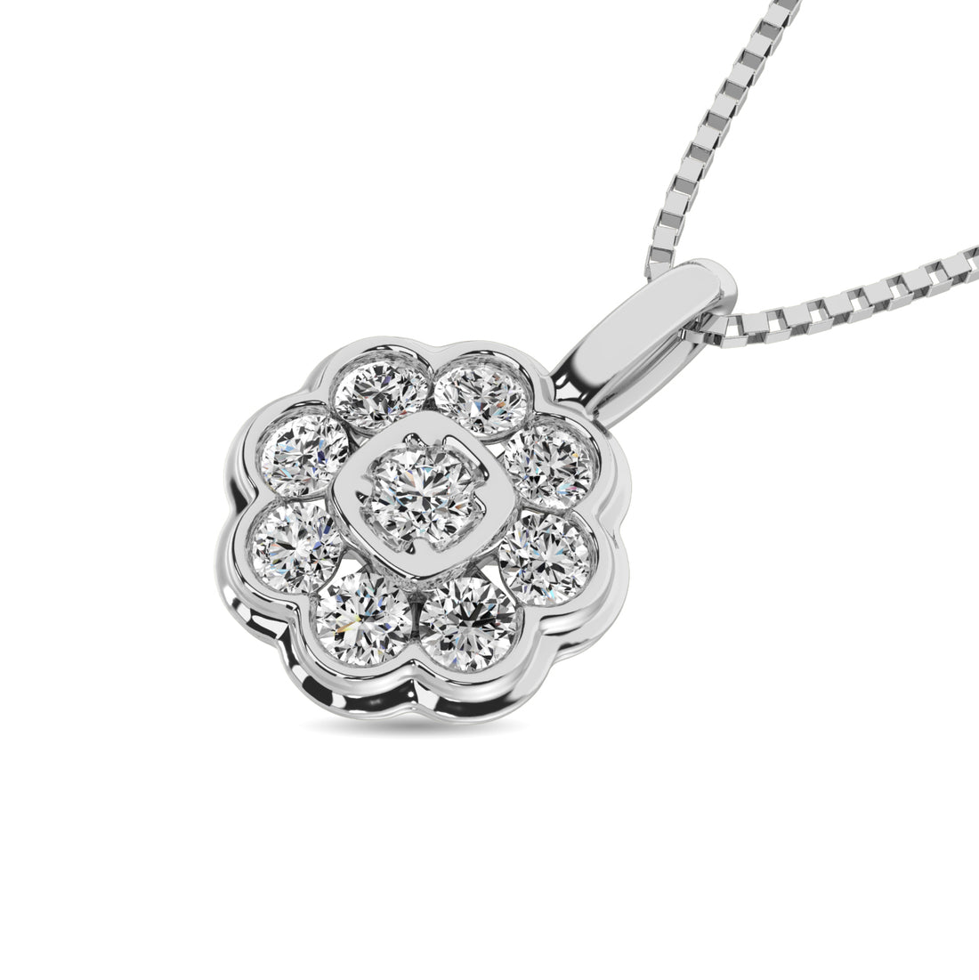 Diamond 1/4 ct tw Flower Pendant in 10K White Gold