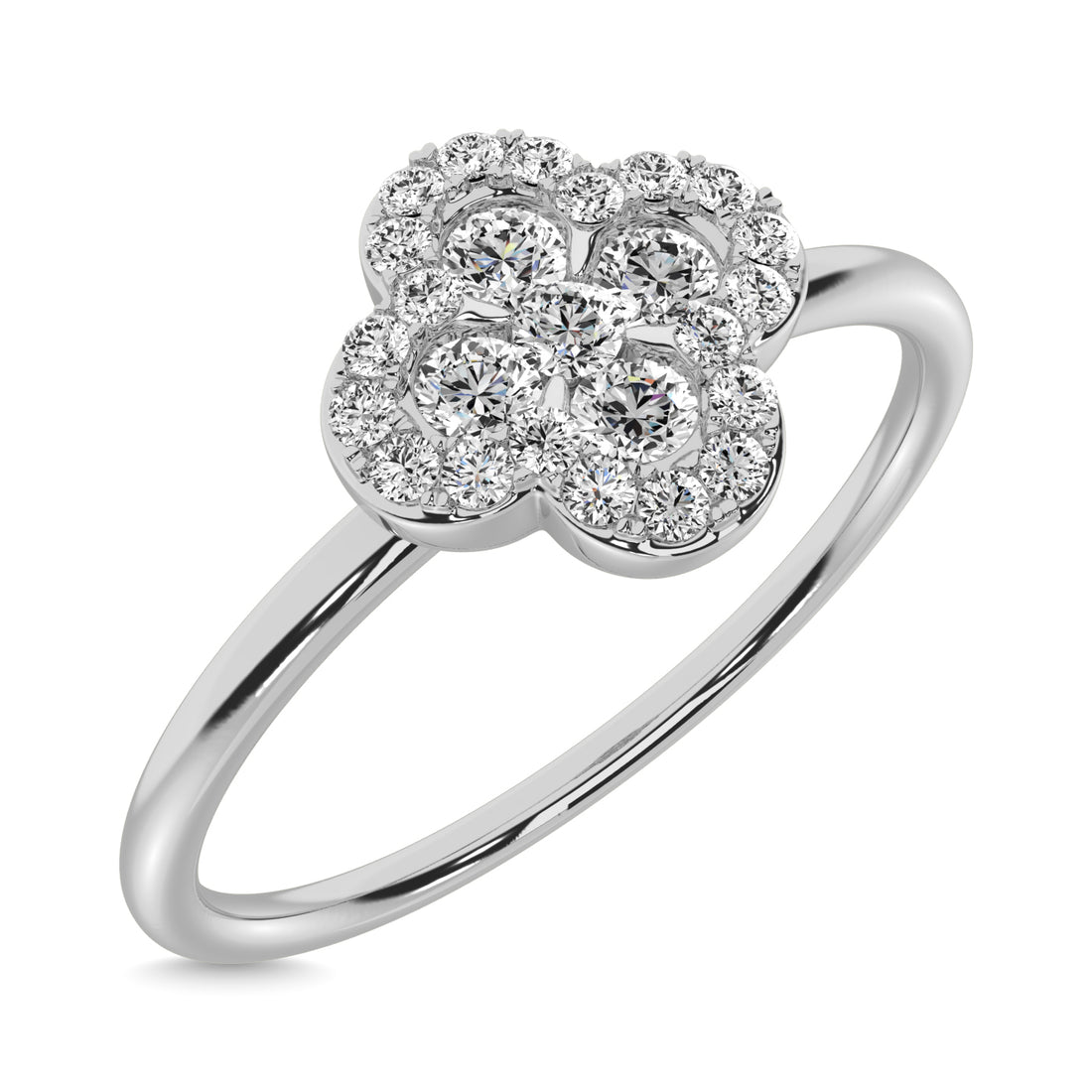 Diamond 1/4 Ct.tw Clover Ring in 14K White Gold