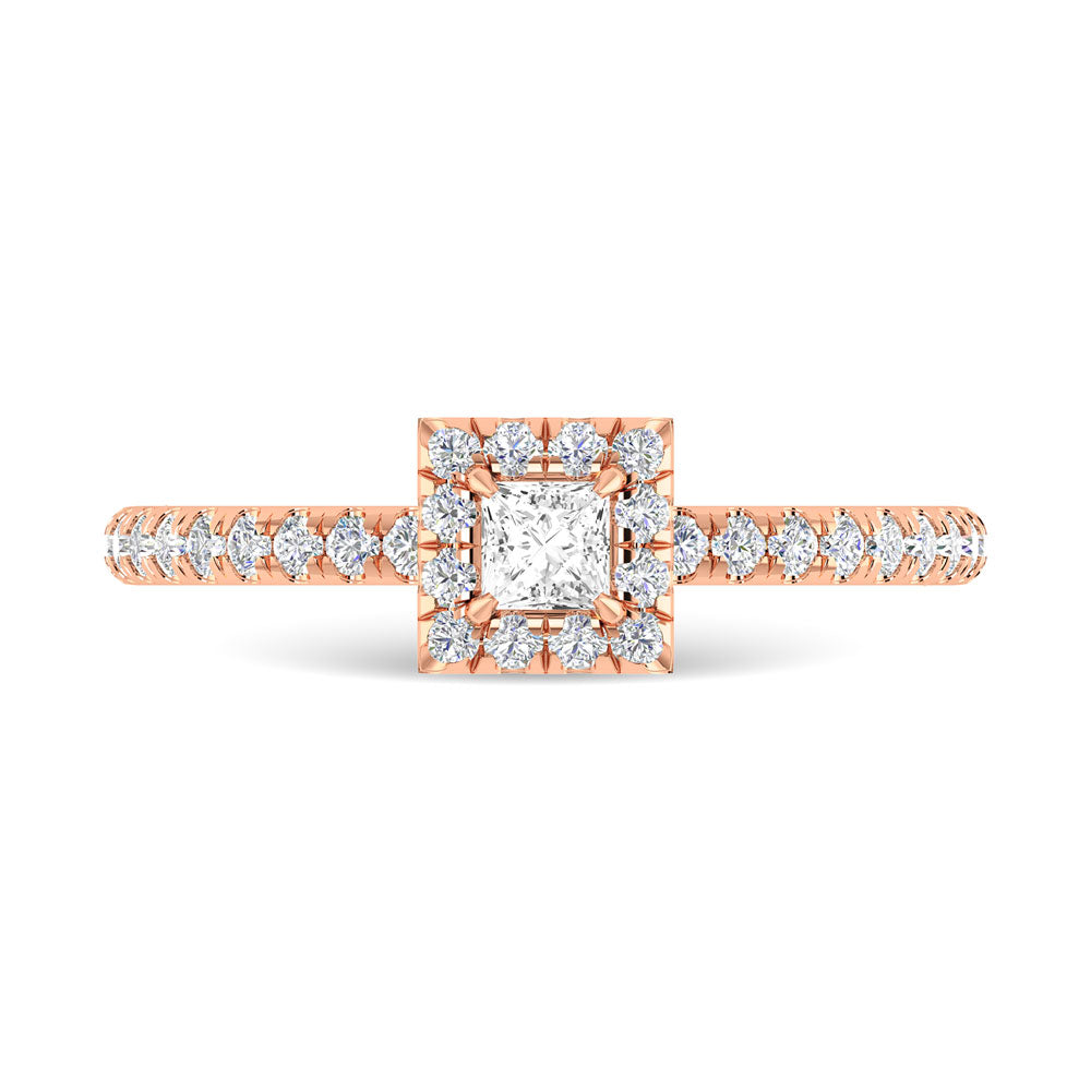 Diamond 3/4 Ct.Tw. Princess Cut Engagement Ring in 14K Rose Gold