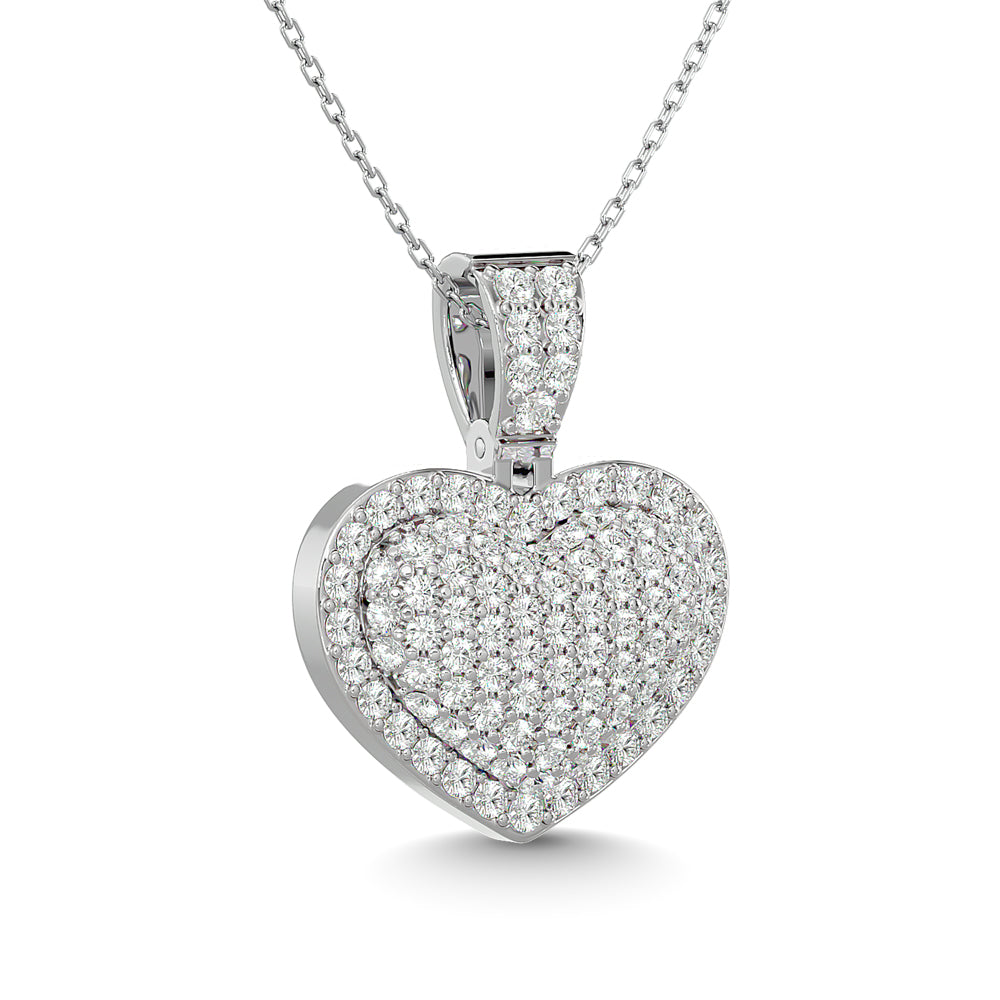 Diamond 1 1/2 Ct.tw Heart Pendant in 10K White Gold