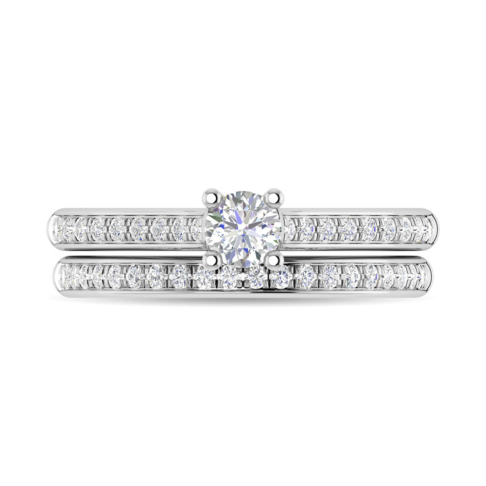 Diamond 3/4 Ct.Tw. Round Shape Bridal Ring in 14K White Gold