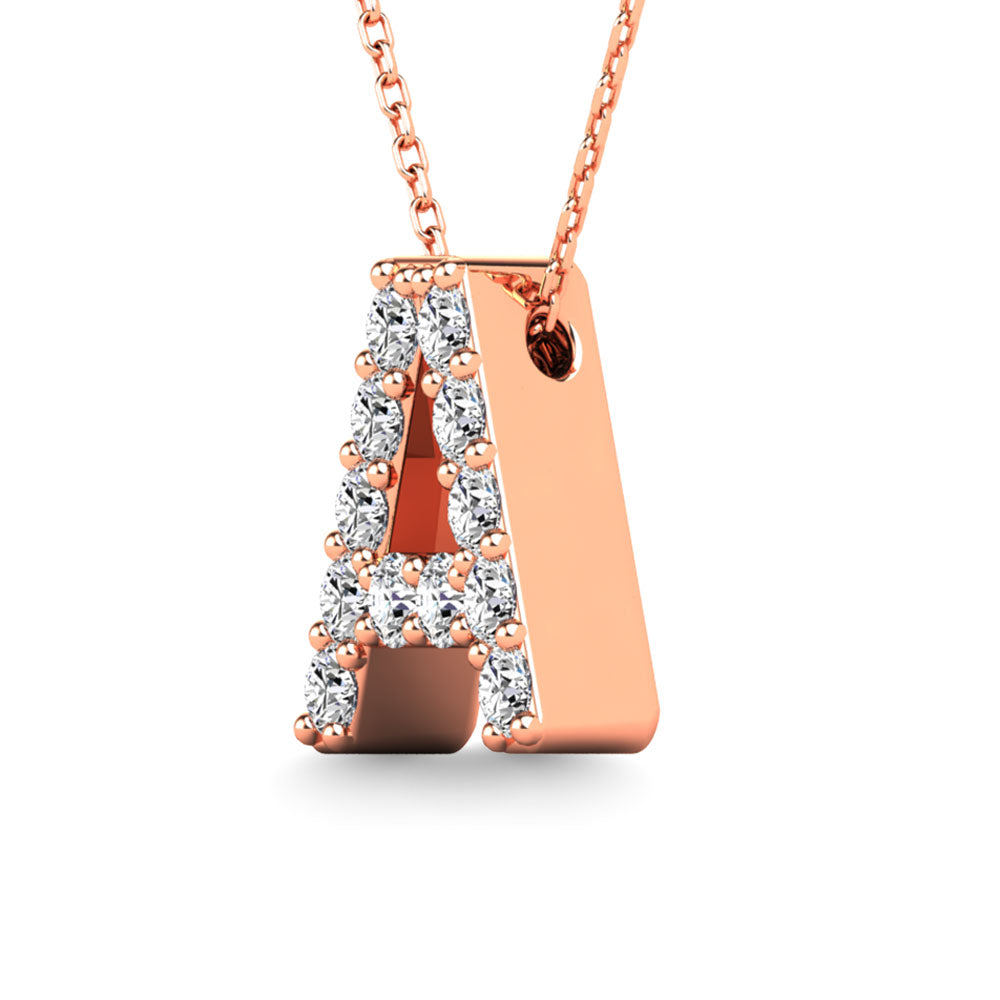 Diamond 1/8 Ct.Tw. Letter A Pendant in 14K Rose Gold