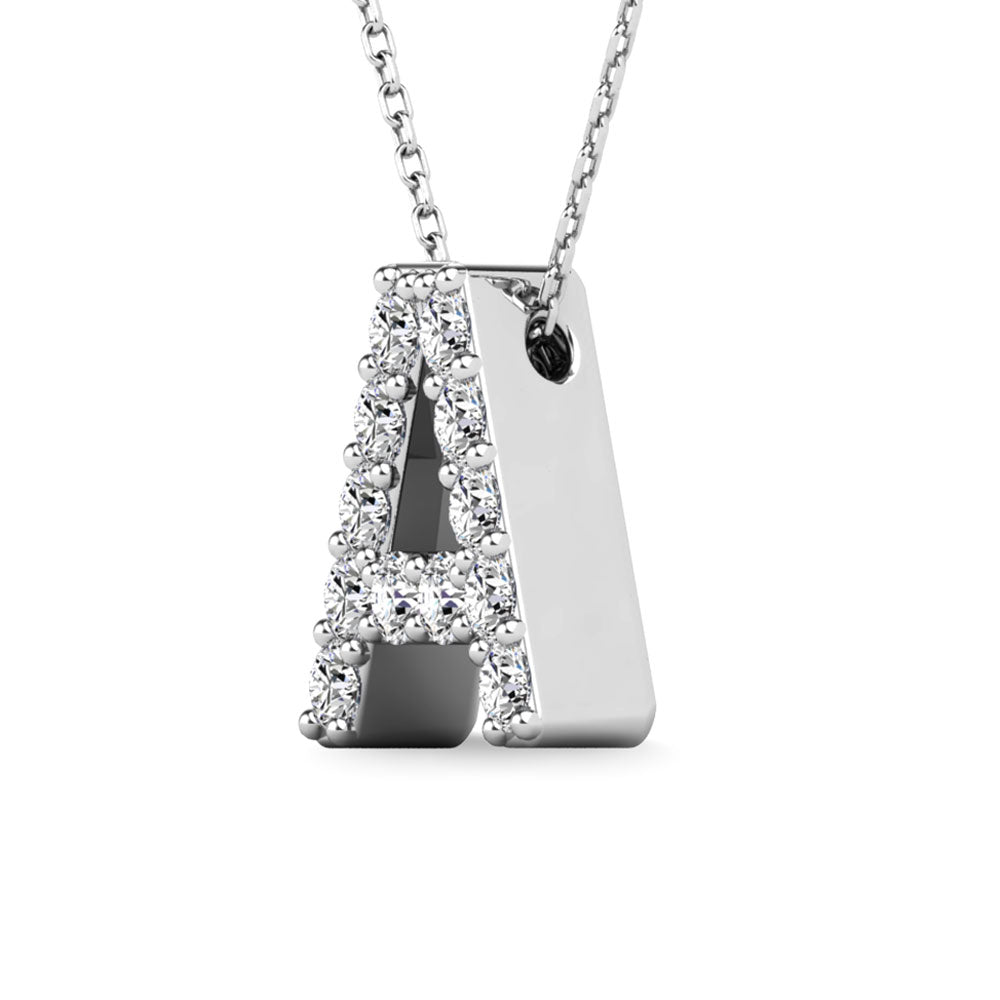 Diamond 1/8 Ct.Tw. Letter A Pendant in 14K White Gold