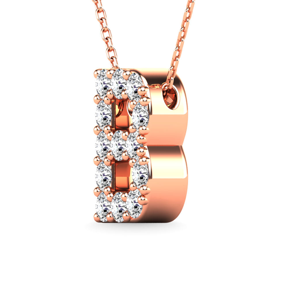 Diamond 1/8 Ct.Tw. Letter B Pendant in 14K Rose Gold