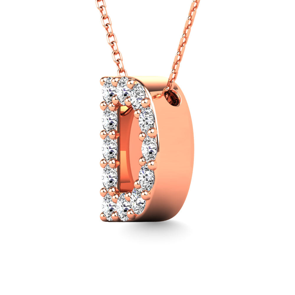 Diamond 1/8 Ct.Tw. Letter D Pendant in 14K Rose Gold