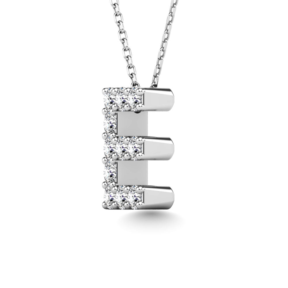 Diamond 1/10 Ct.Tw. Letter E Pendant in 14K White Gold