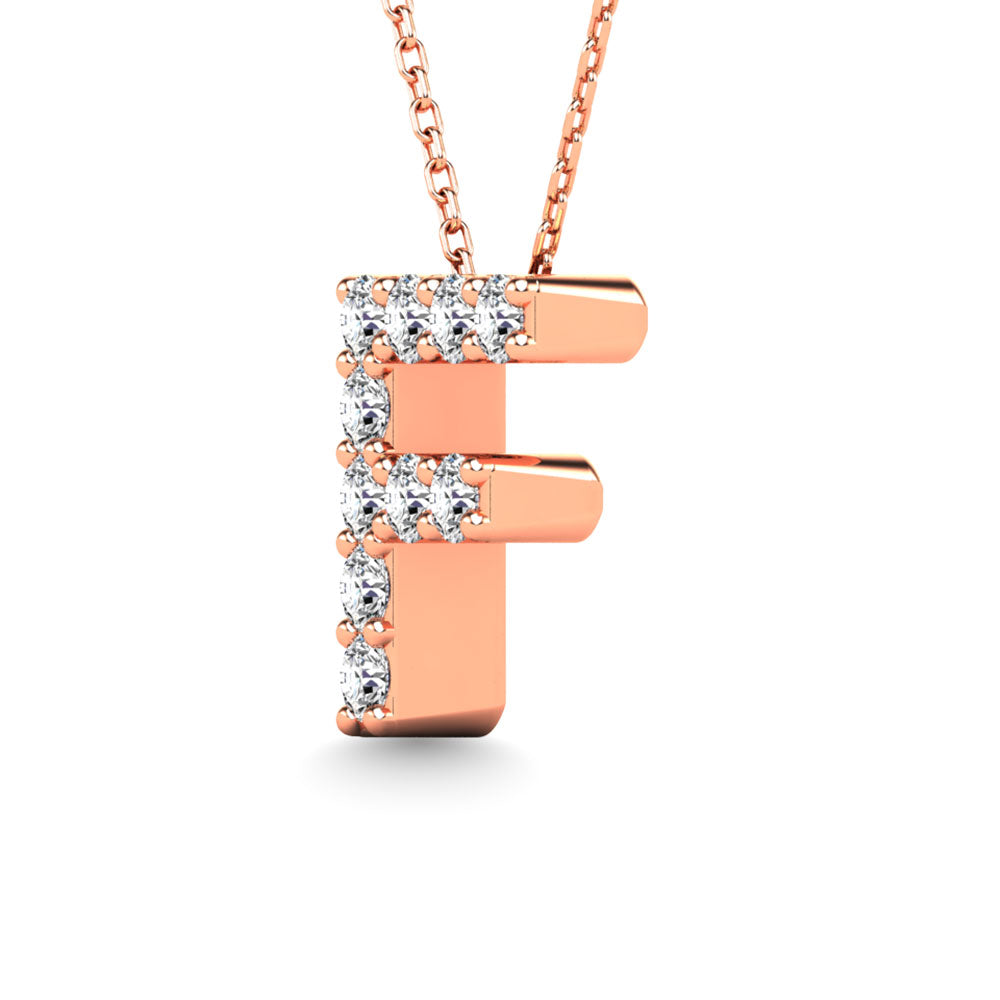 Diamond 1/10 Ct.Tw. Letter F Pendant in 14K Rose Gold