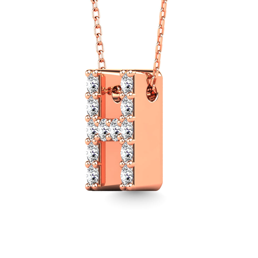 Diamond 1/8 Ct.Tw. Letter H Pendant in 14K Rose Gold