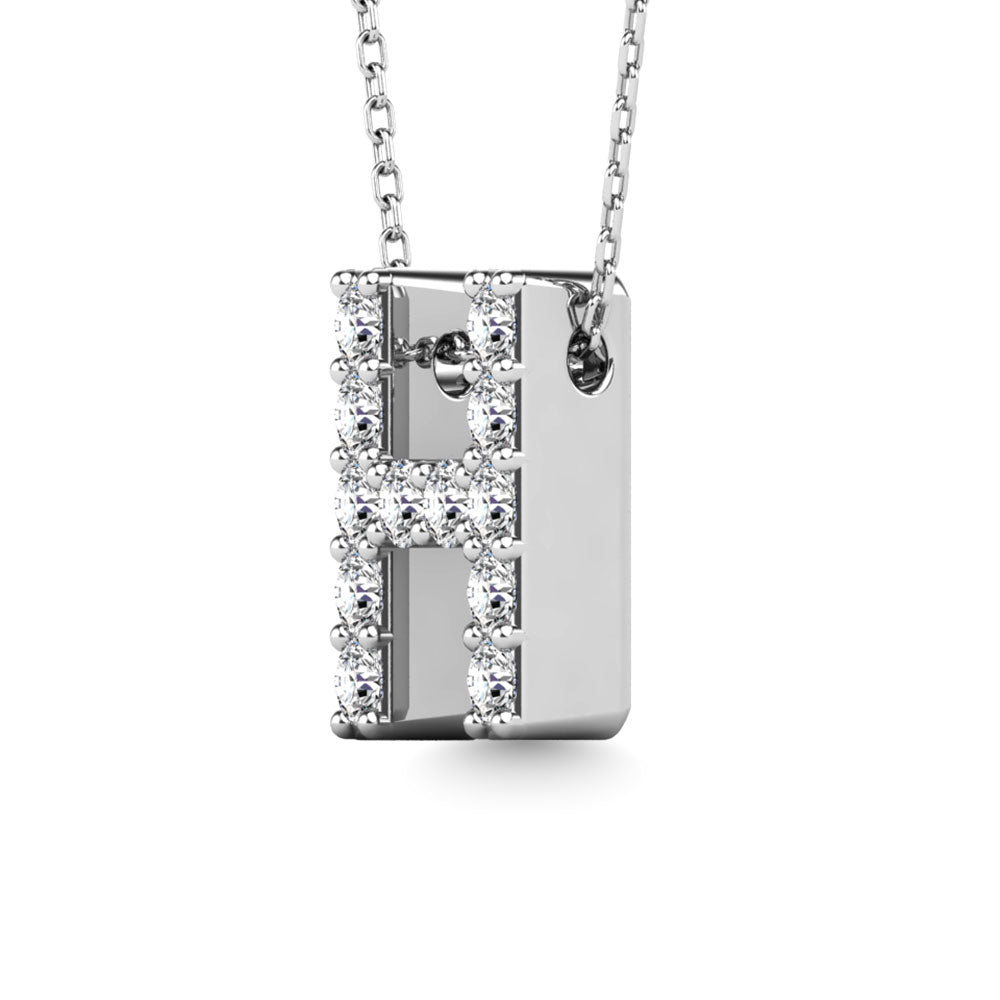 Diamond 1/8 Ct.Tw. Letter H Pendant in 14K White Gold