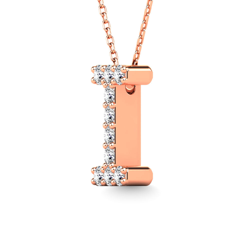 Diamond 1/10 Ct.Tw. Letter I Pendant in 14K Rose Gold