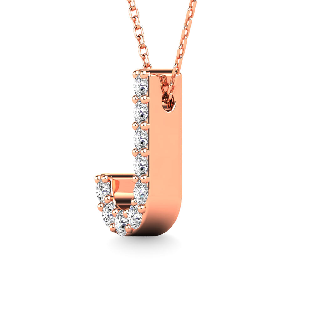 Diamond 1/10 Ct.Tw. Letter J Pendant in 14K Rose Gold