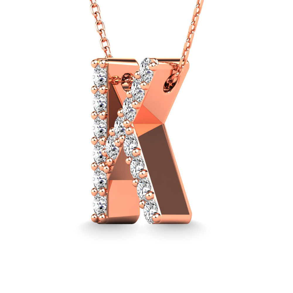 Diamond 1/8 Ct.Tw. Letter K Pendant in 14K Rose Gold