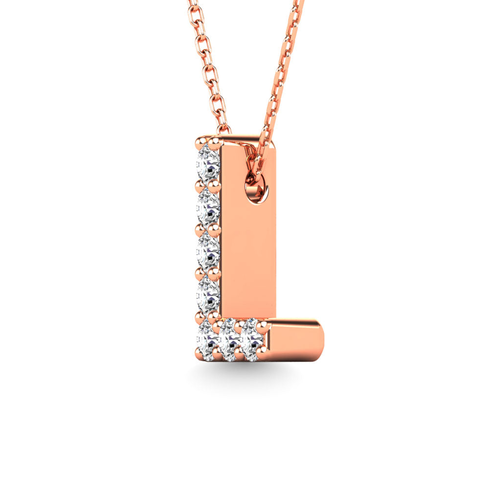 Diamond 1/20 Ct.Tw. Letter L Pendant in 14K Rose Gold