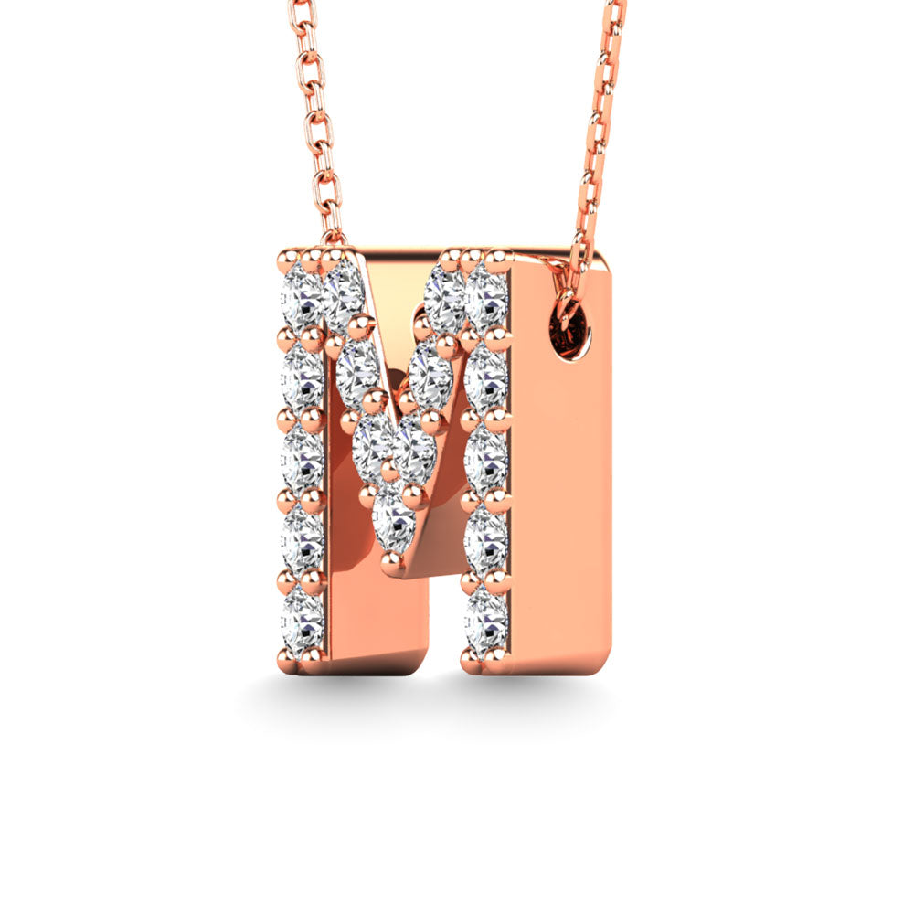 Diamond 1/6 Ct.Tw. Letter M Pendant in 14K Rose Gold