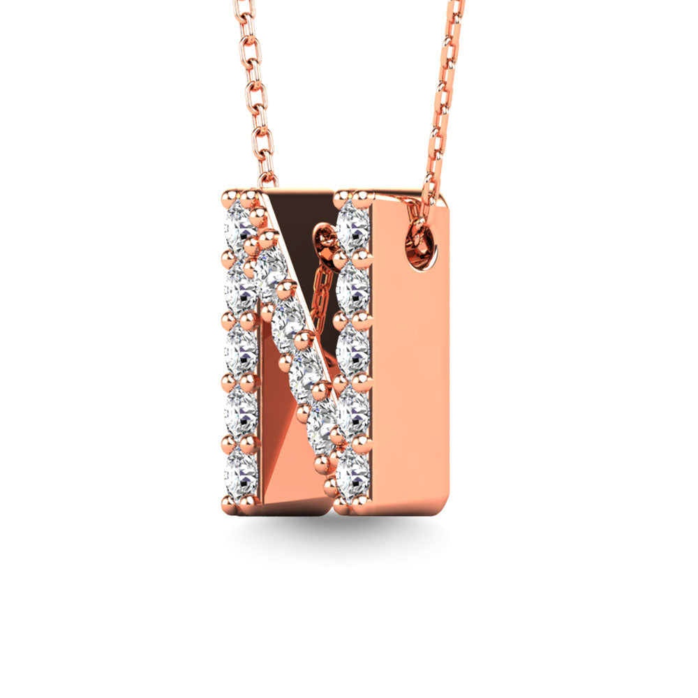 Diamond 1/6 Ct.Tw. Letter N Pendant in 14K Rose Gold