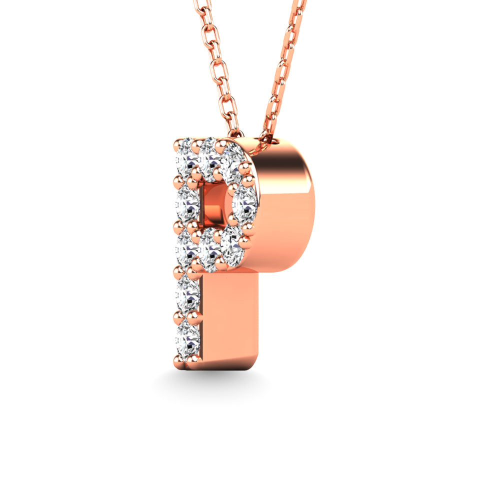 Diamond 1/10 Ct.Tw. Letter P Pendant in 14K Rose Gold