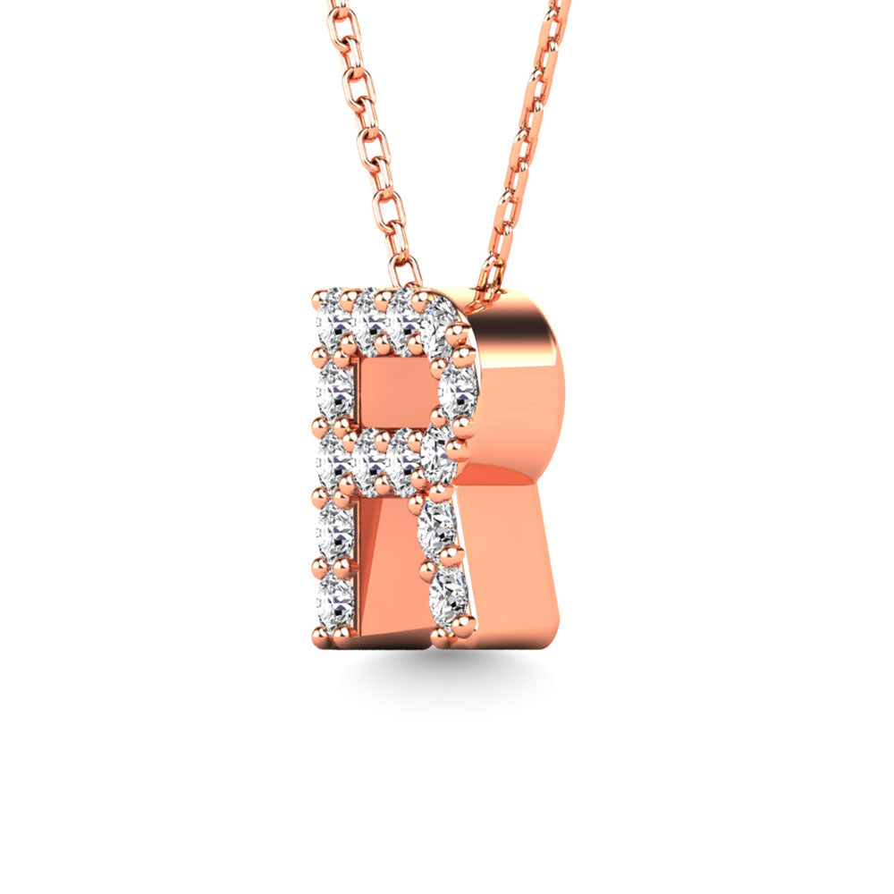 Diamond 1/8 Ct.Tw. Letter R Pendant in 14K Rose Gold