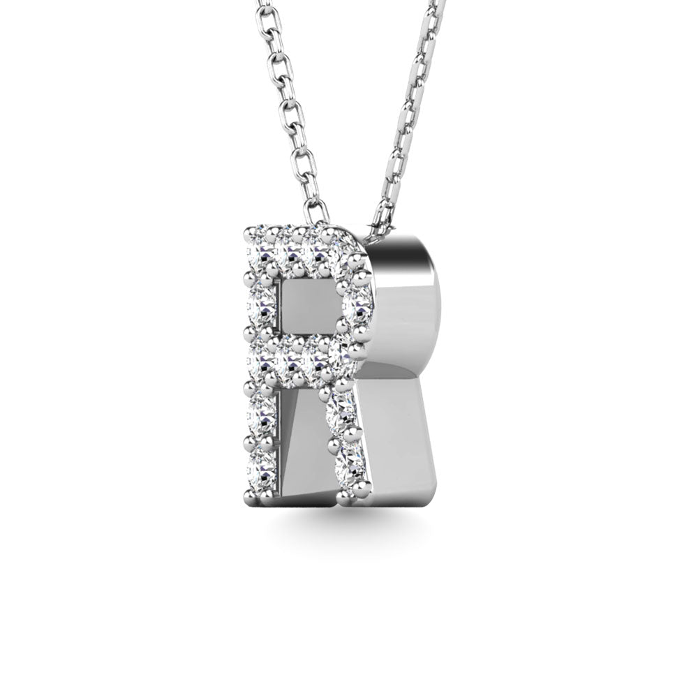 Diamond 1/8 Ct.Tw. Letter R Pendant in 14K White Gold