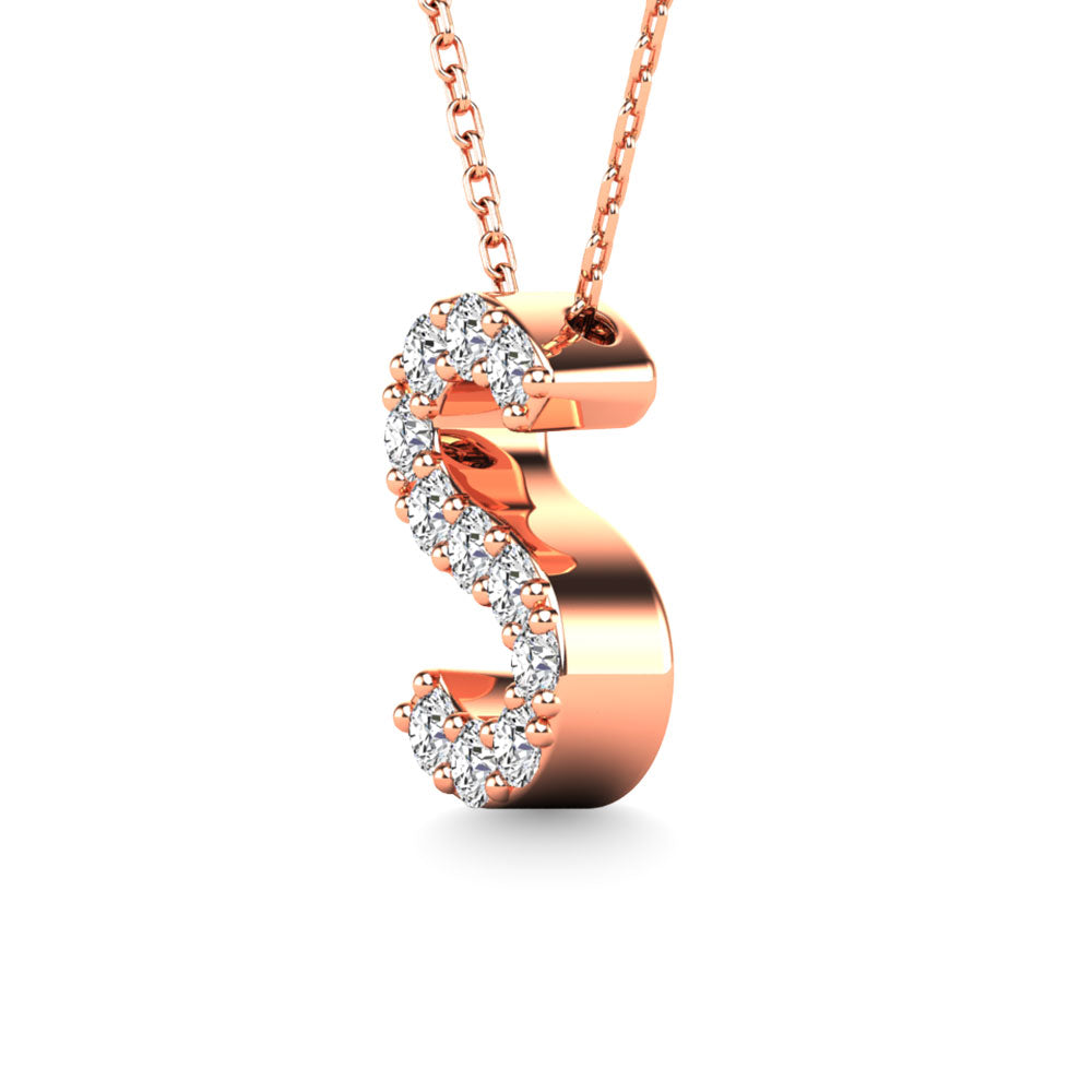 Diamond 1/10 Ct.Tw. Letter S Pendant in 14K Rose Gold