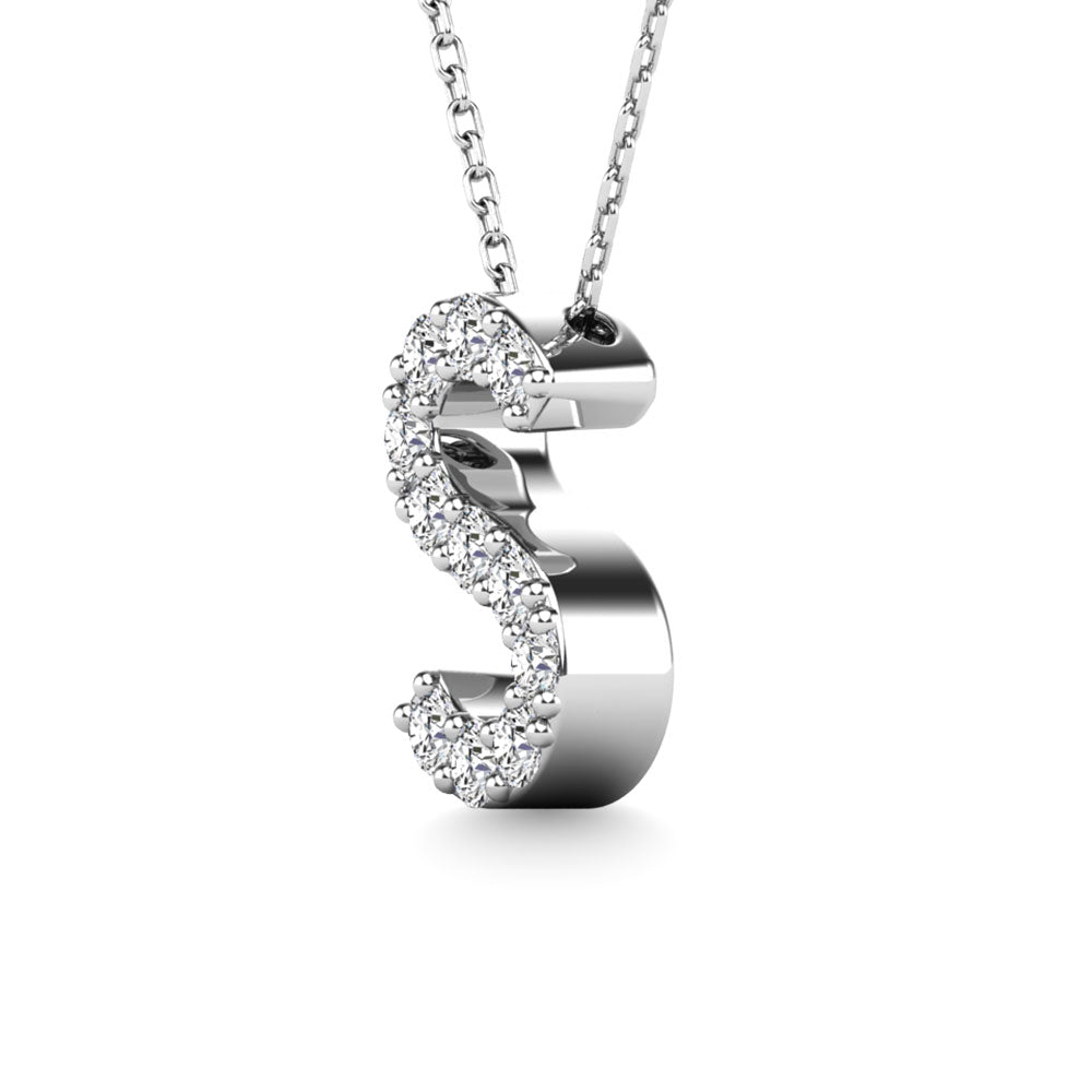 Diamond 1/10 Ct.Tw. Letter S Pendant in 14K White Gold