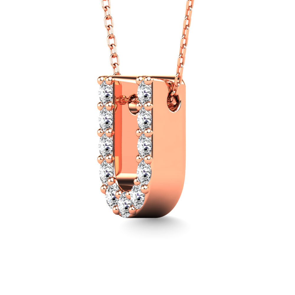 Diamond 1/10 Ct.Tw. Letter U Pendant in 14K Rose Gold