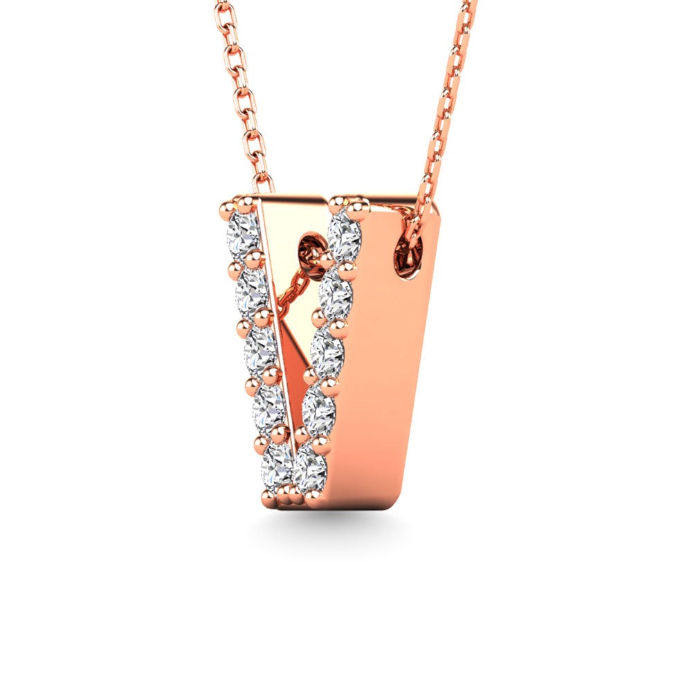 Diamond 1/10 Ct.Tw. Letter V Pendant in 14K Rose Gold