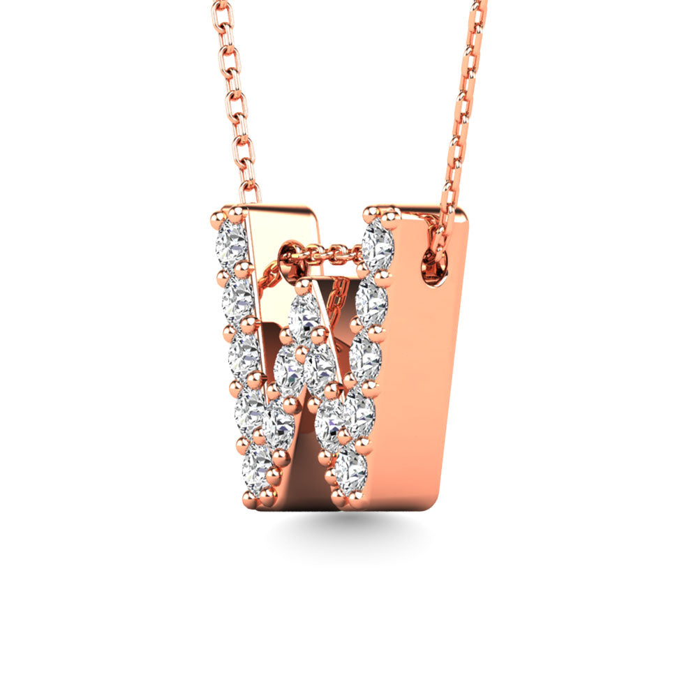 Diamond 1/6 Ct.Tw. Letter W Pendant in 14K Rose Gold