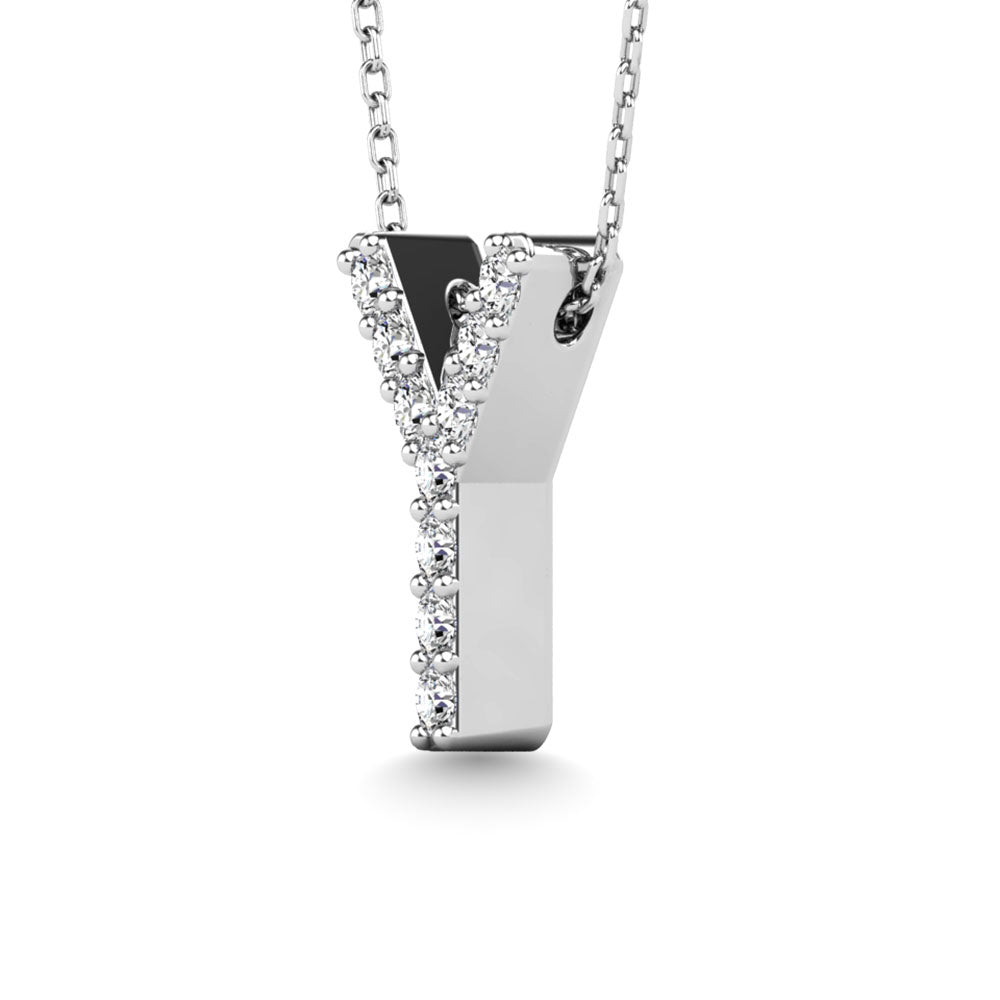 Diamond 1/10 Ct.Tw. Letter Y Pendant in 14K White Gold