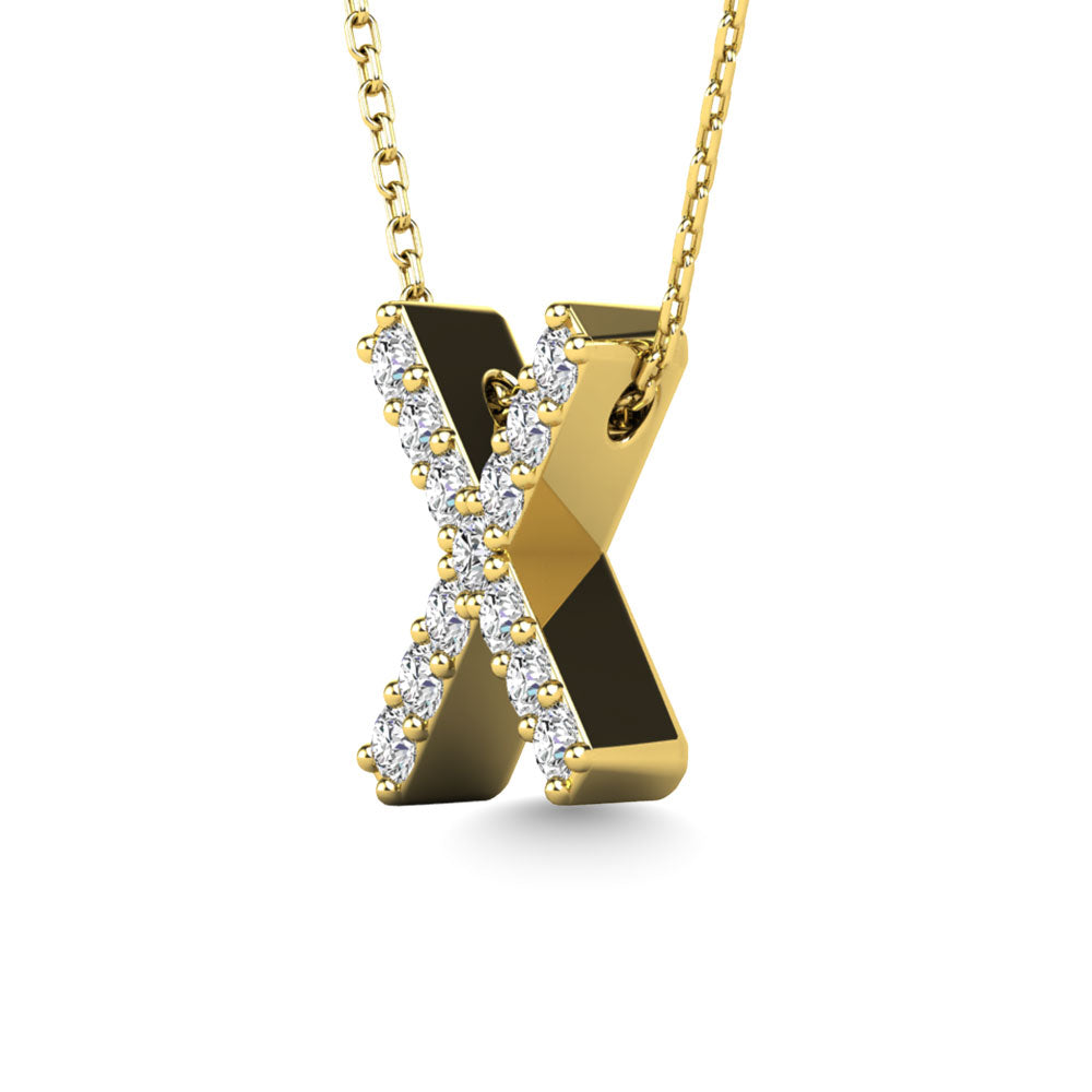 Diamond 1/8 Ct.Tw. Letter X Pendant in 14K Yellow Gold