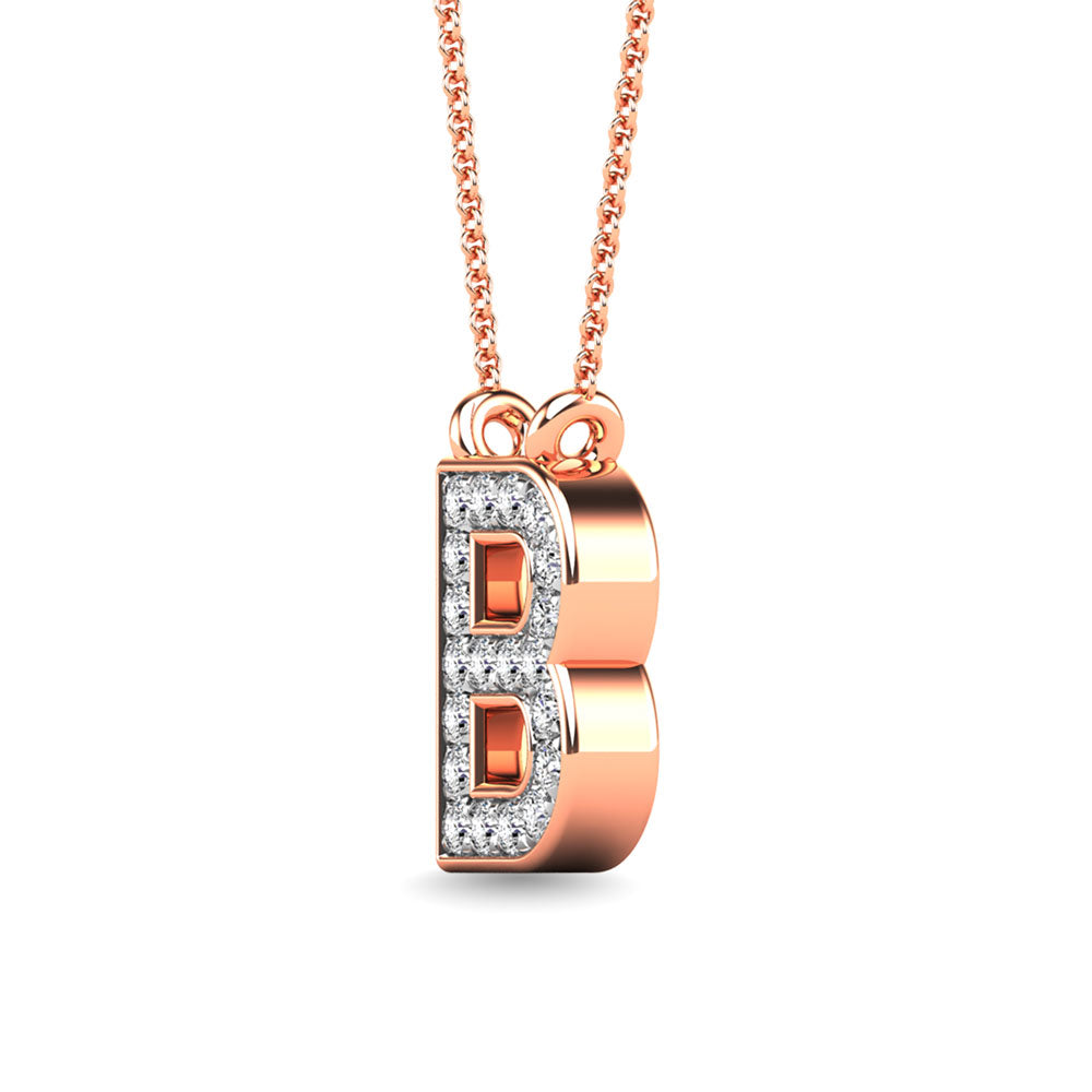 Diamond 1/20 Ct.Tw. Letter B Pendant in 10K Rose Gold