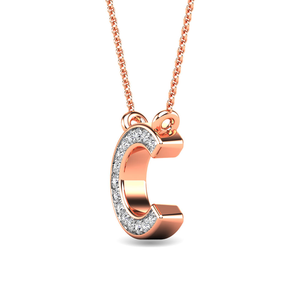 Diamond 1/20 Ct.Tw. Letter C Pendant in 10K Rose Gold