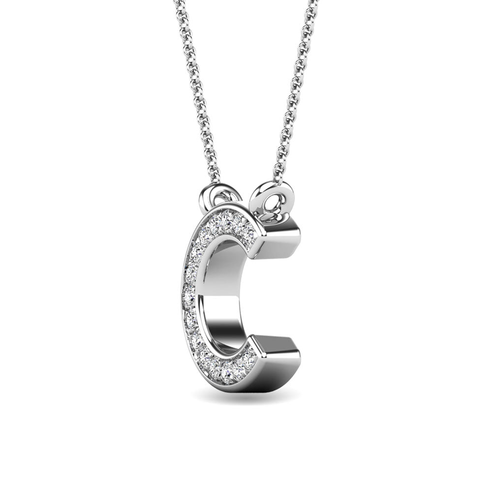 Diamond 1/20 Ct.Tw. Letter C Pendant in 10K White Gold