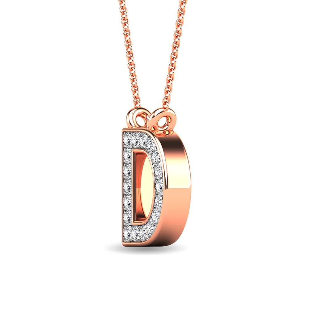 Diamond 1/20 Ct.Tw. Letter D Pendant in 10K Rose Gold